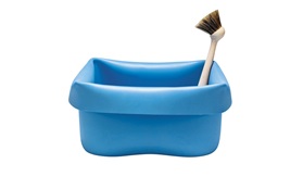 Washing up bowl blue frontview on white background 
